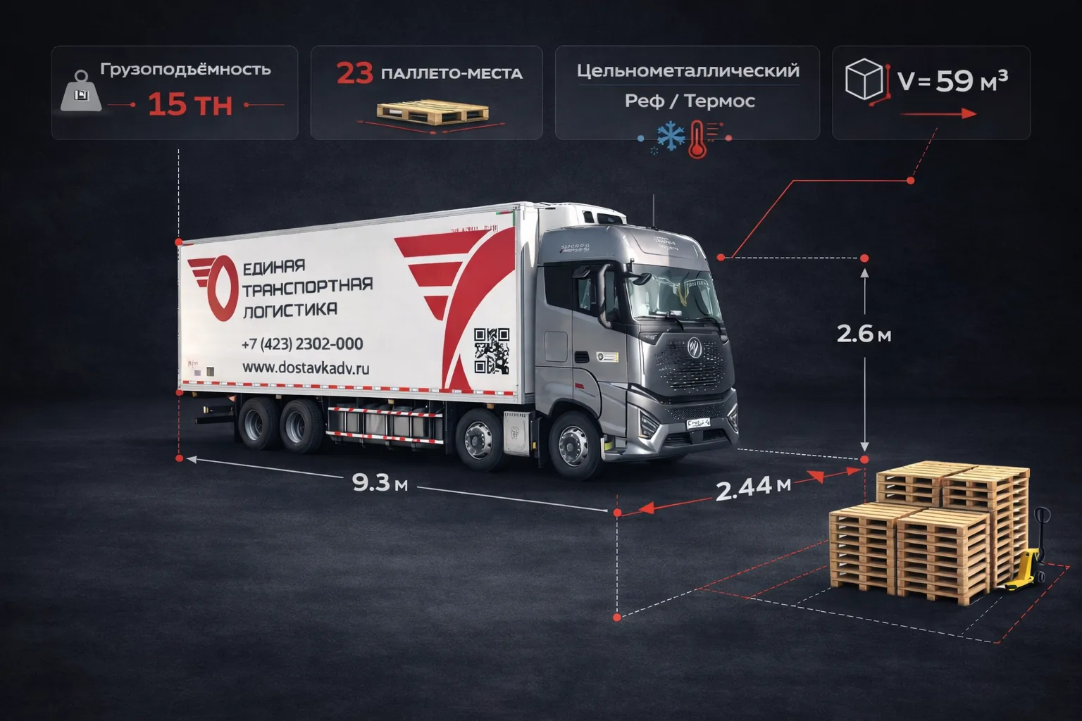 Рефрижератор для перевозки по межгороду, тёмная схема
