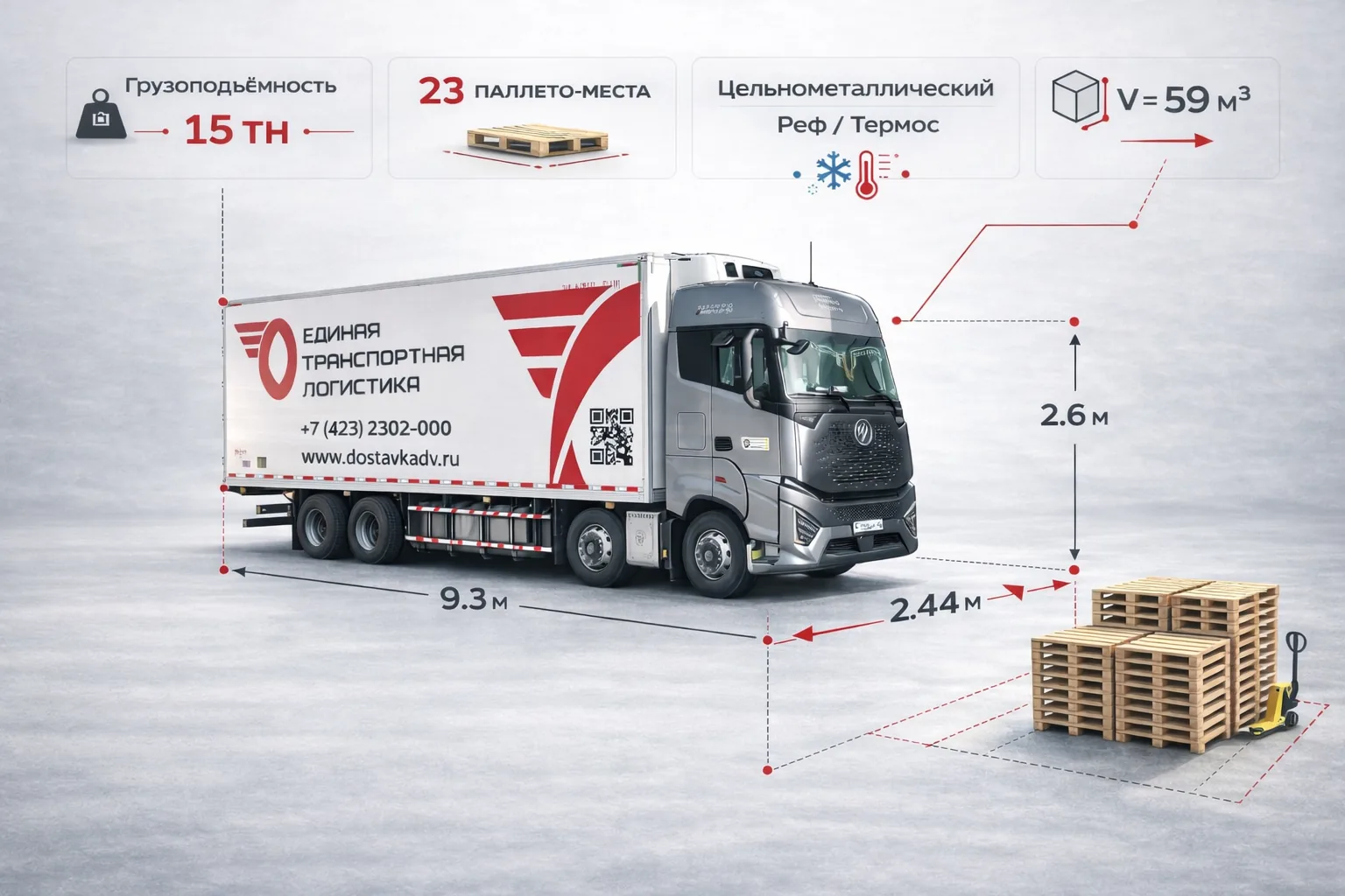 Рефрижератор для перевозки по межгороду, светлая схема